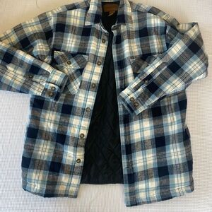 St. John's Bay Blue and Cream Checkered Shirt Jacket